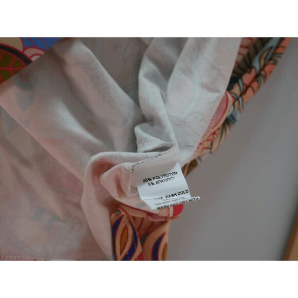 Women's Pink & Orange V-neck Button Accent Short Sleeve Top XL - Picture 8 of 8